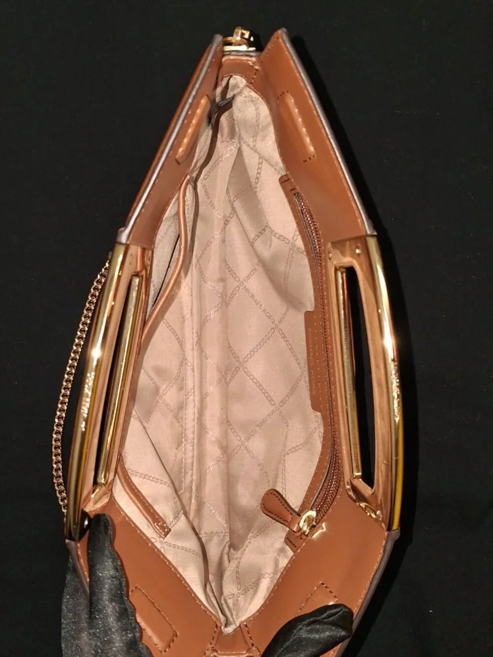 Michael Kors Berkley Legacy Large Convertible Leather Clutch Luggage Brown
